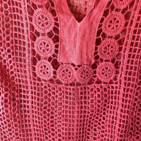 Misia | Pink Crochet V-neck Blouse Swim Cover - Picture 4 of 5